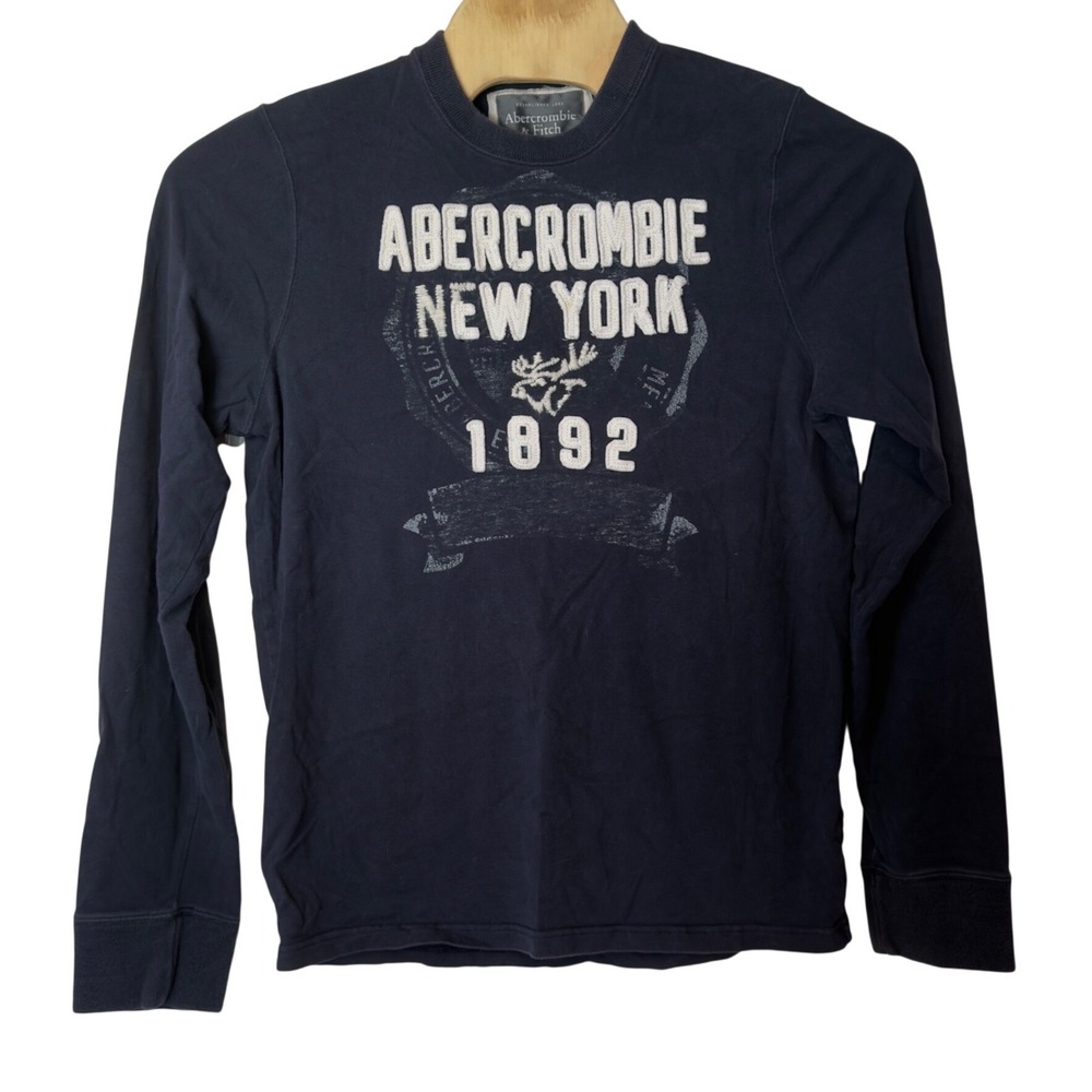 Abercrombie Fitch Y2K Muscle Long Sleeve Spellout Embroidered Thick Shirt XL